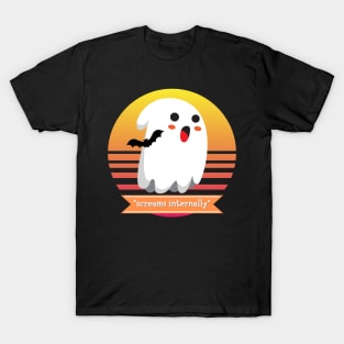 Halloween Cute Ghost is Afraid of Bats *Screams Internally* T-Shirt